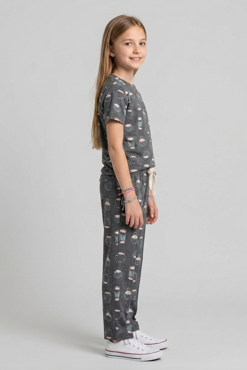 Girls Premium Quality  "Coffee Cup" Printed Summer Suit