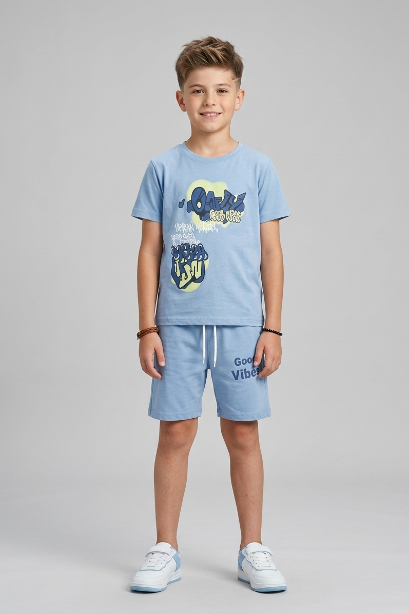 Premium Quality "Good Vibes" Printed Summer Suit For Boys
