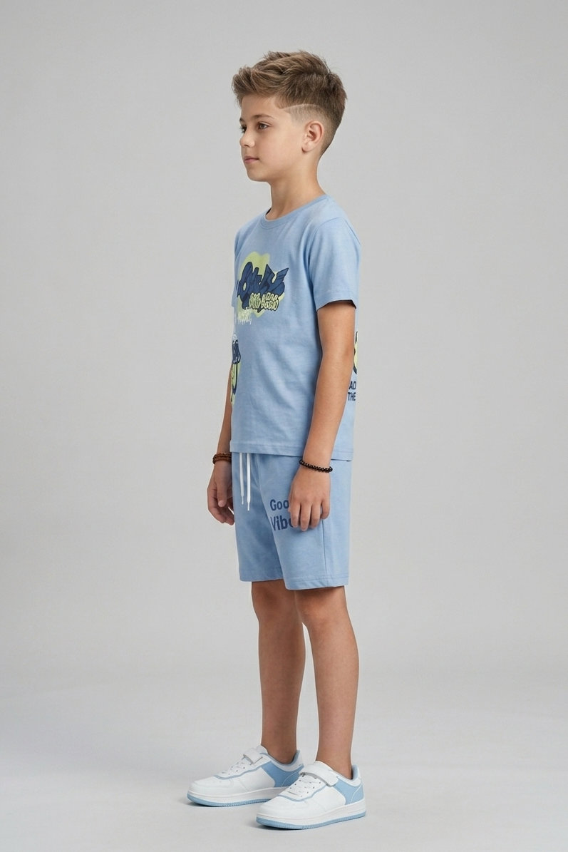 Premium Quality "Good Vibes" Printed Summer Suit For Boys