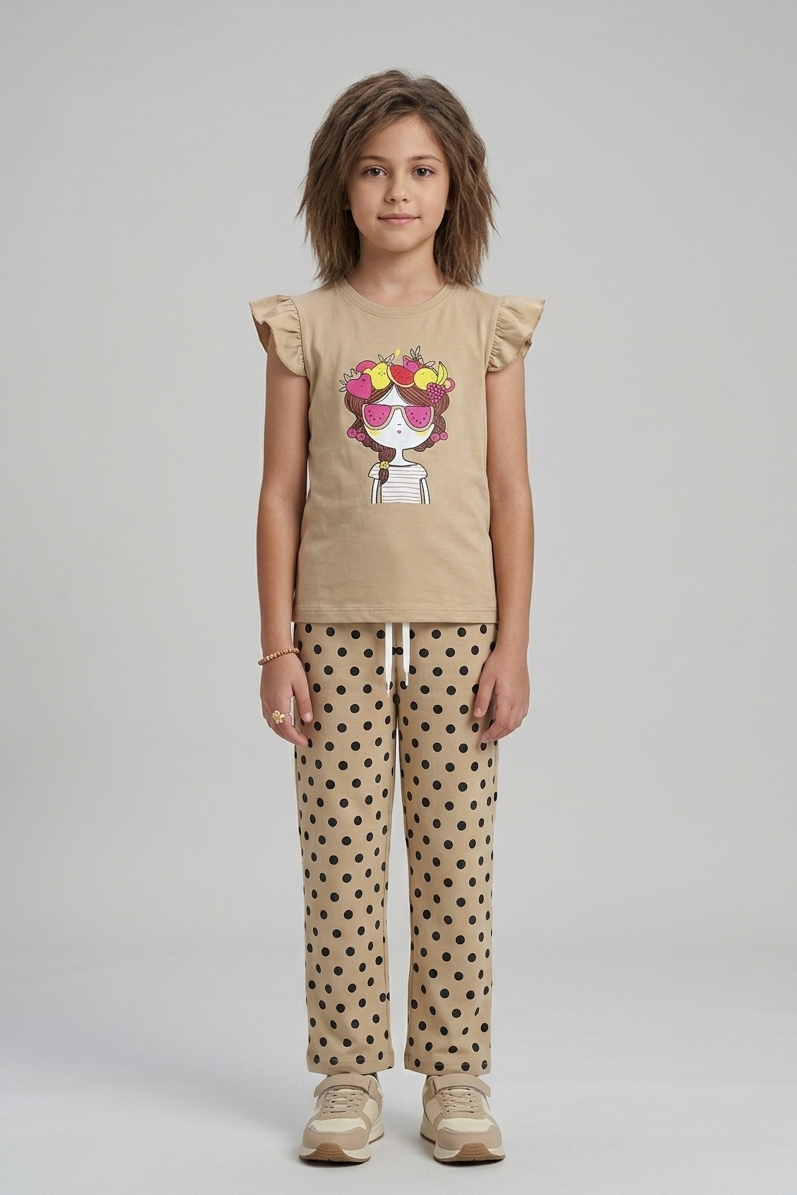 Girls Premium Quality  "Polka Dot" Printed Summer Suit