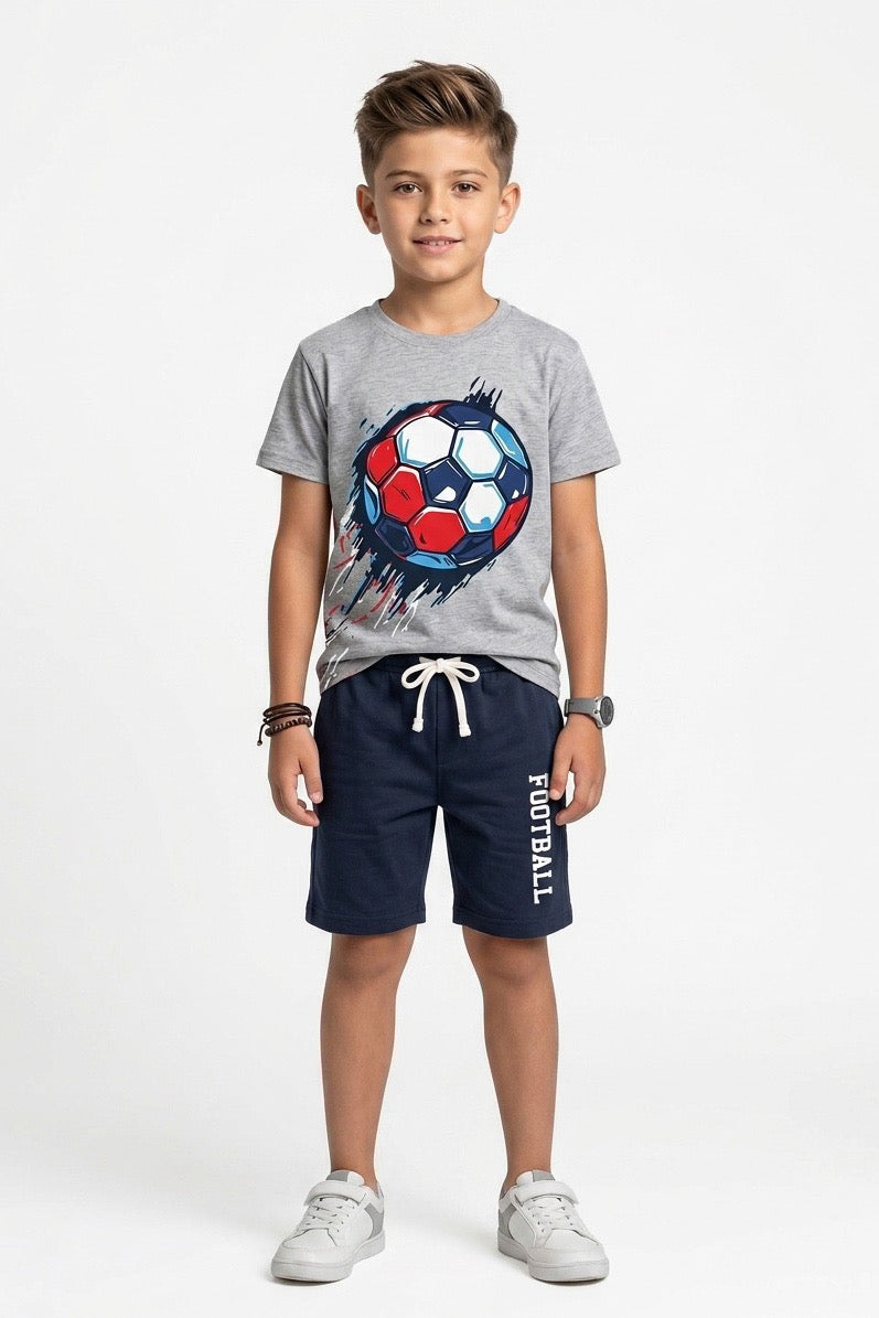 Premium Quality "Football" Printed Summer Suit For Boys
