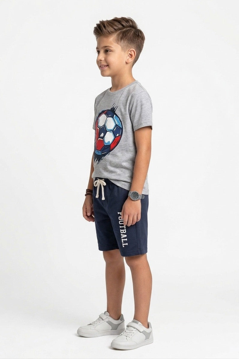 Premium Quality "Football" Printed Summer Suit For Boys