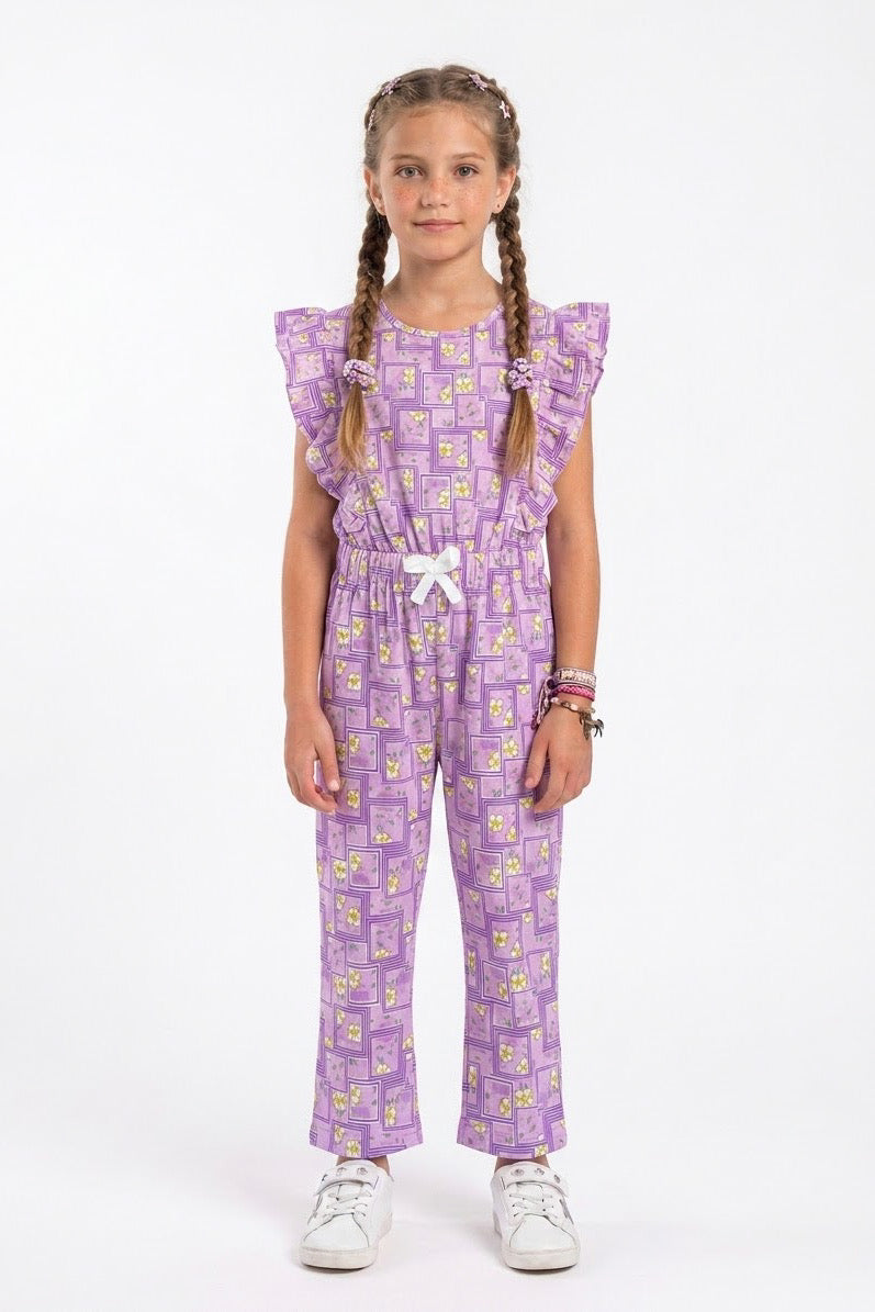 Premium Quality All-Over printed Soft Cotton Frill Jumpsuit