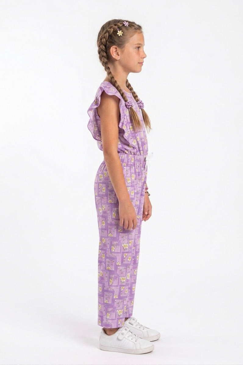 Premium Quality All-Over printed Soft Cotton Frill Jumpsuit