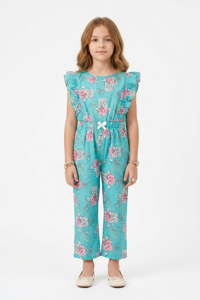 Premium Quality All-Over printed Soft Cotton Frill Jumpsuit