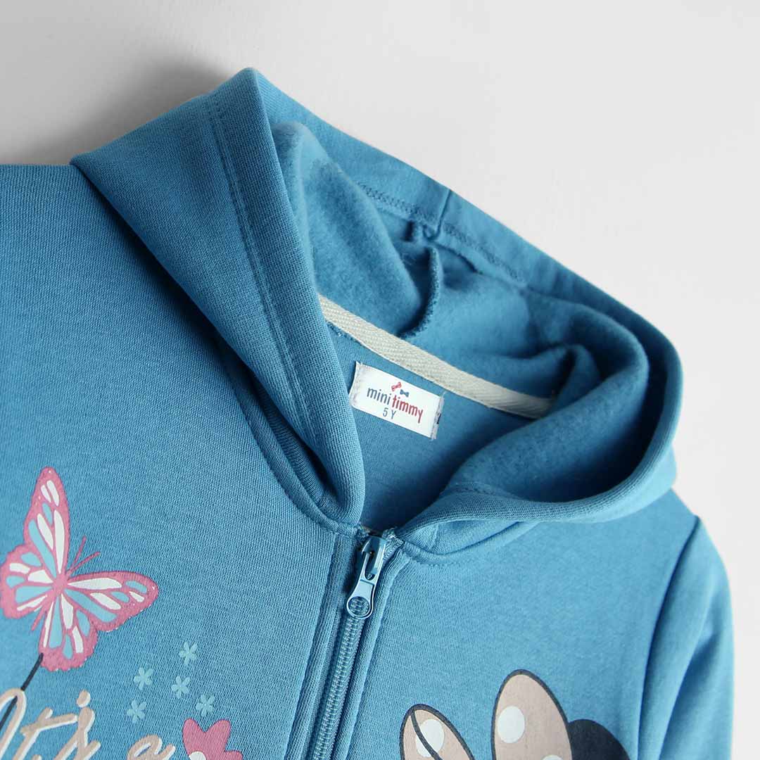 Girls Minnie Mouse Printed Soft Cotton Fleece Hoodie - Brands River