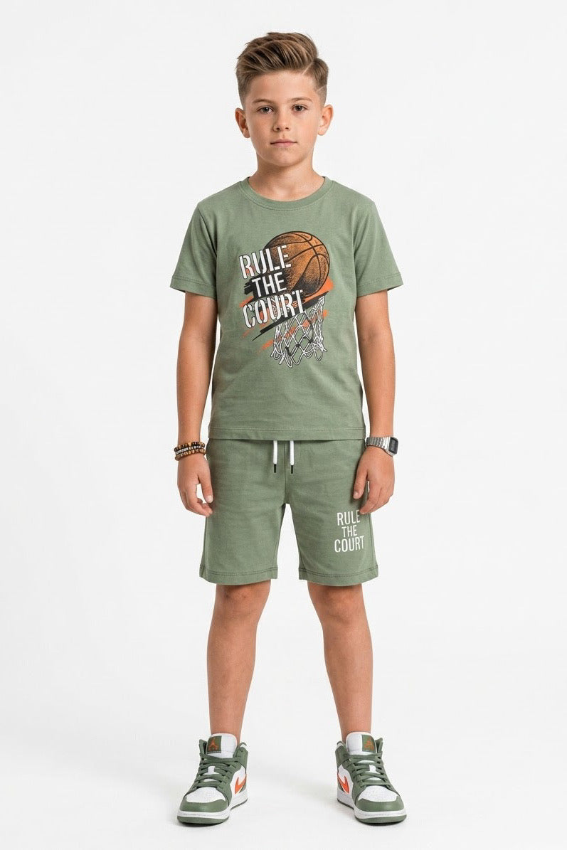 Premium Quality "Basket Ball" Printed Summer Suit For Boys