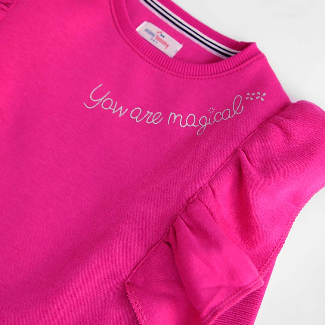 Premium Quality 2 Piece Printed Pink Fleece Suit For Girls