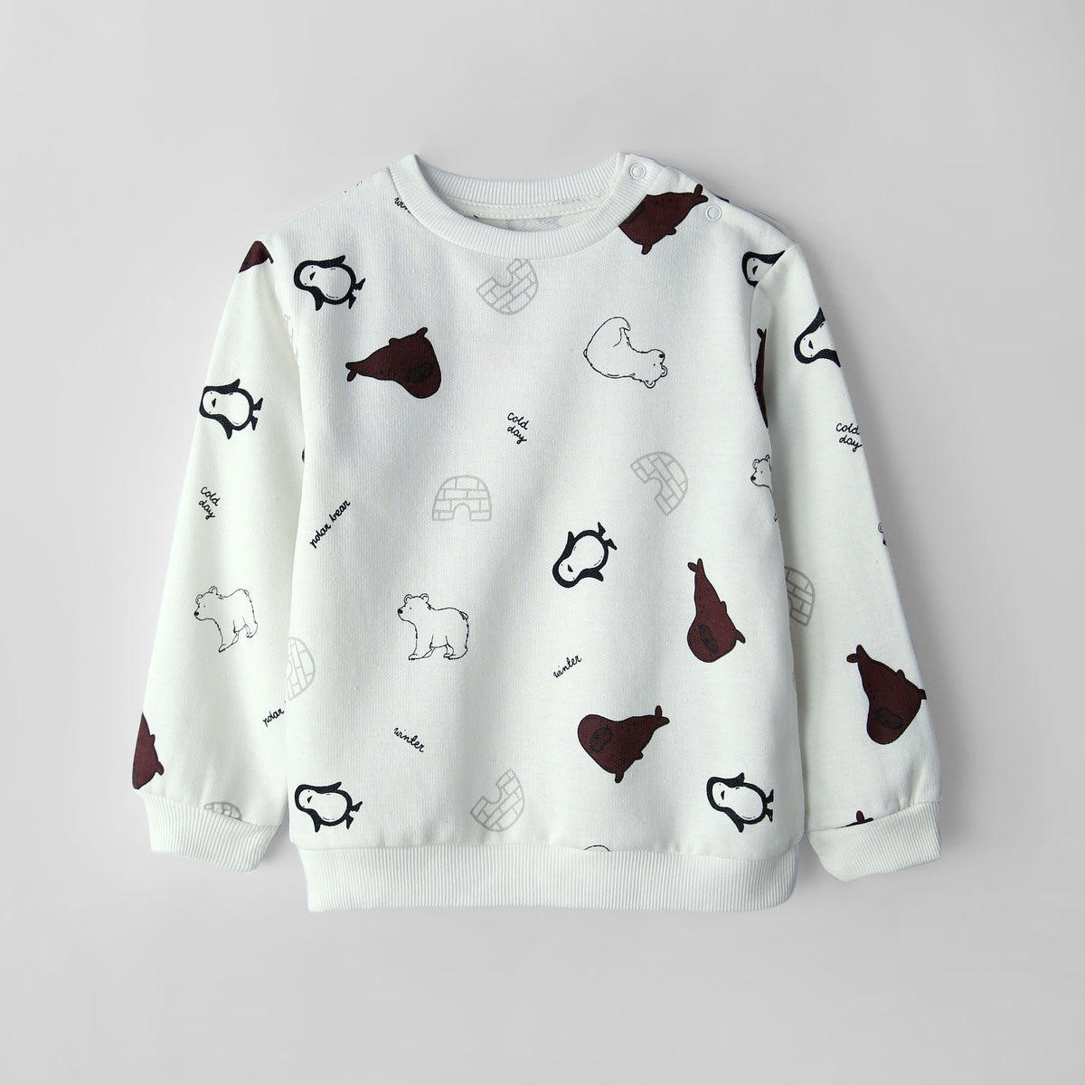 Premium Quality All-Over Printed Sweatshirt With Shoulder Snap Button For Kids