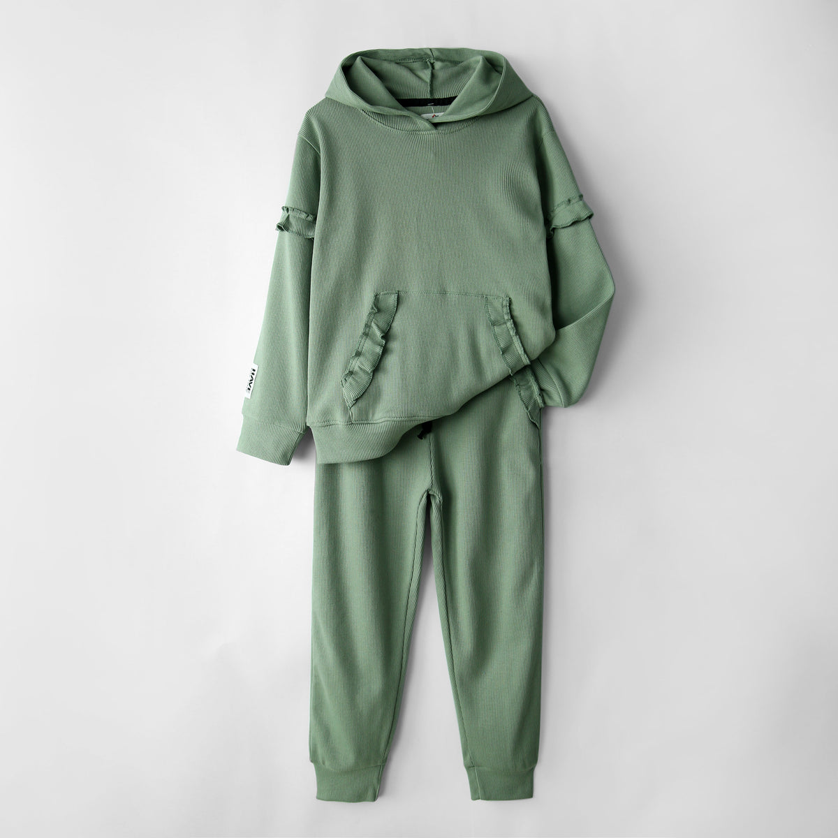 Premium Quality 2 Piece Frill Light Green Tracksuit For Girls