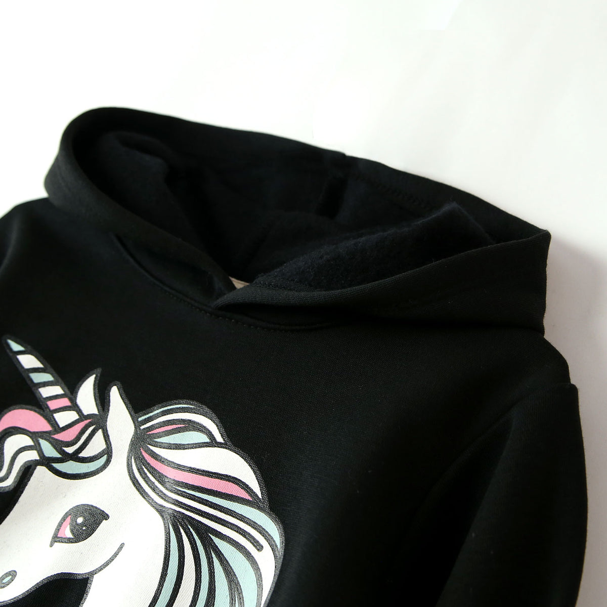 Premium Quality Printed Fleece Black Hoodie For Girls