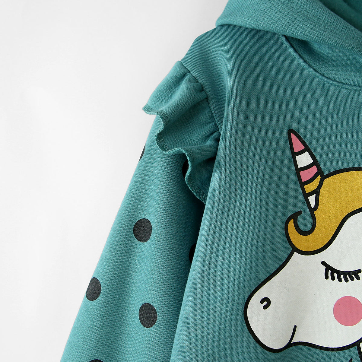 Premium Quality Pull-Over Graphic Fleece Frill Hoodie For Girls