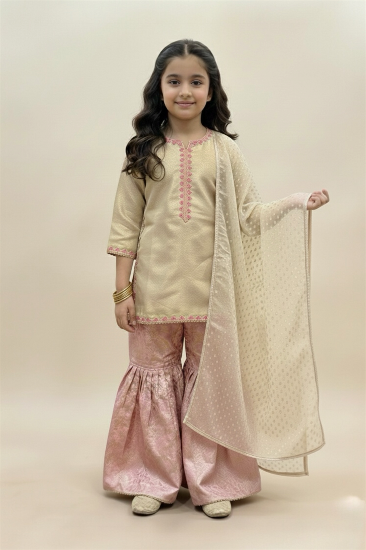 Fancy Kameez , Gharara & Dupatta (3 piece)