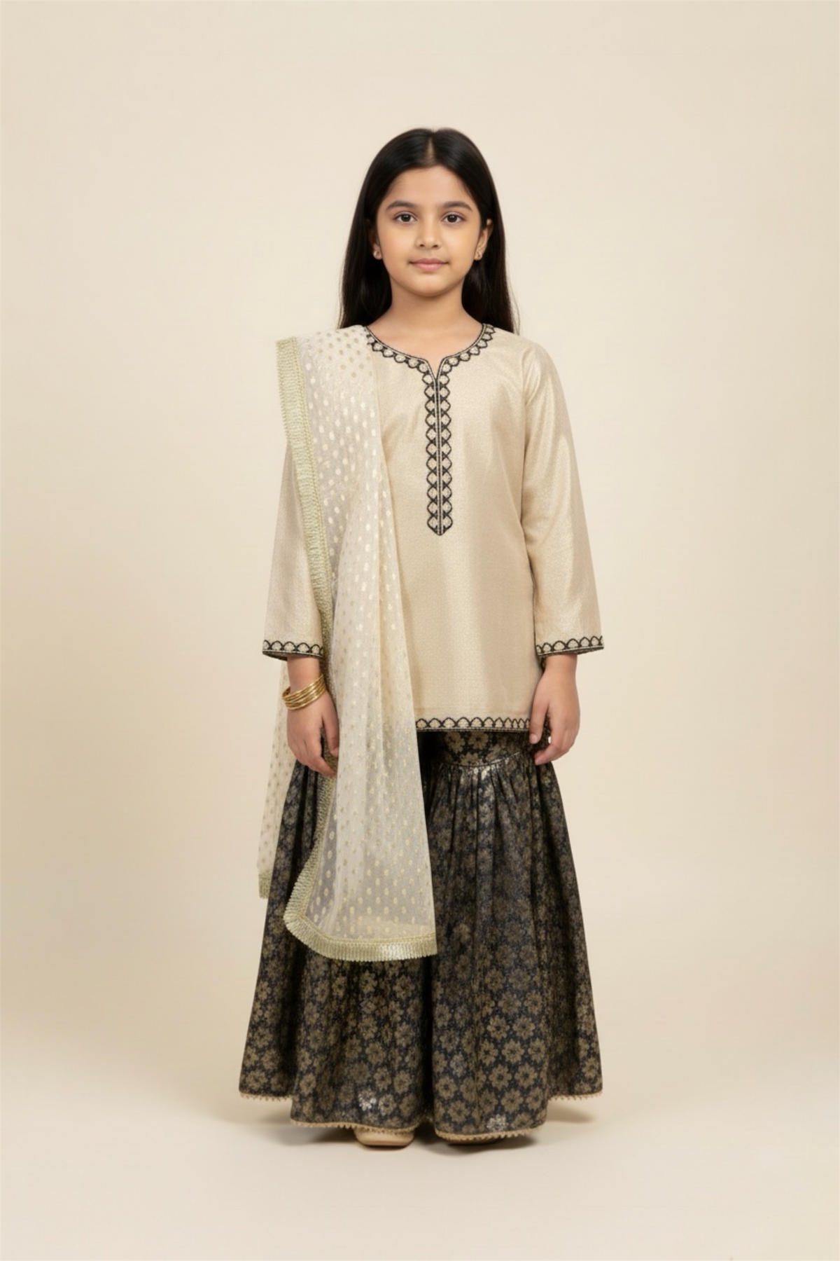 Fancy Kameez , Gharara & Dupatta (3 piece)