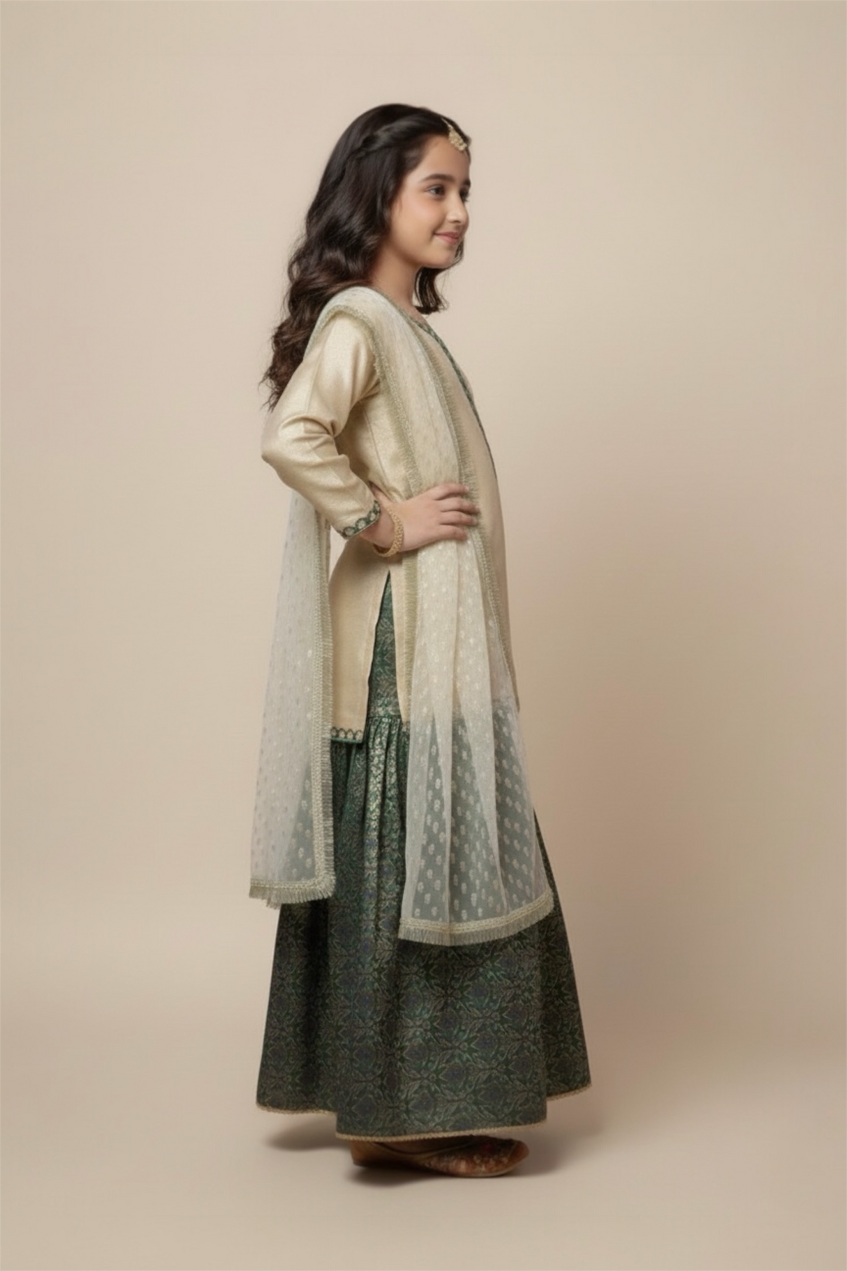 Fancy Kameez , Gharara & Dupatta (3 piece)
