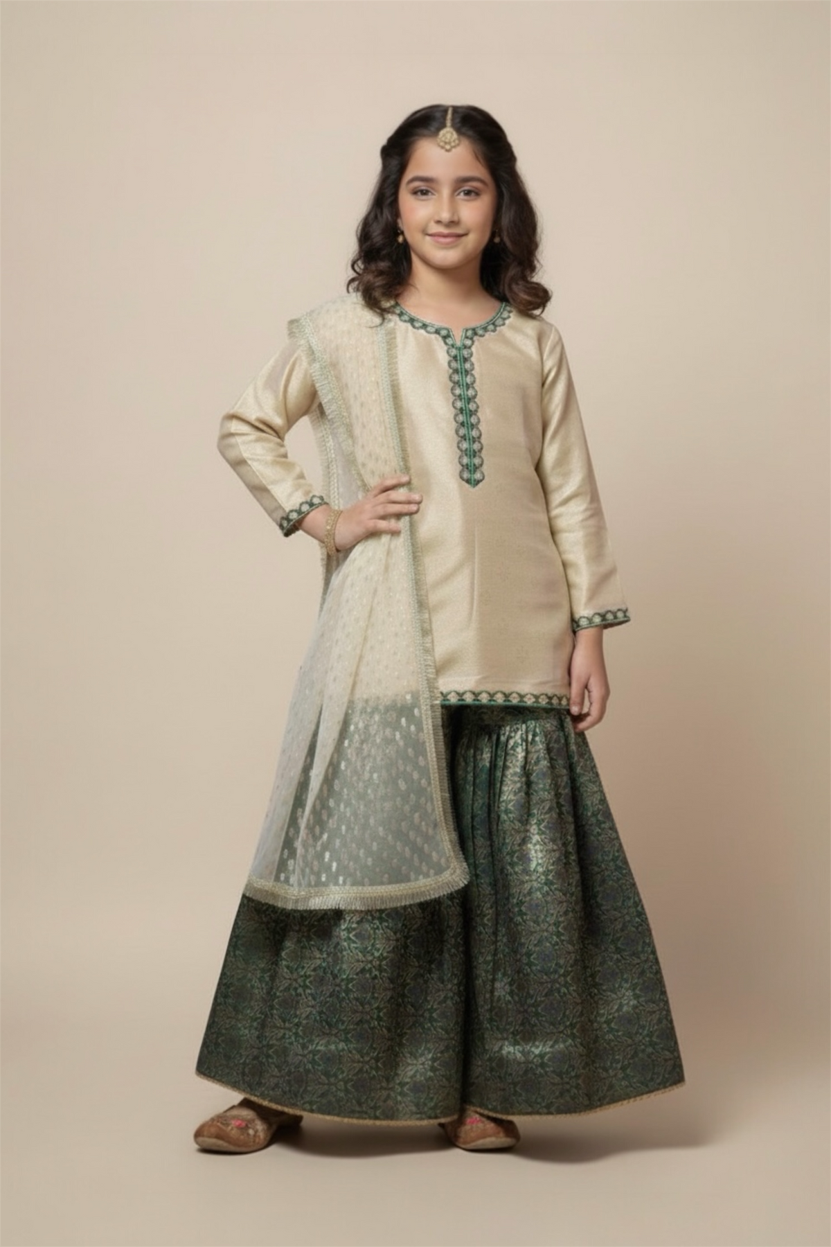 Fancy Kameez , Gharara & Dupatta (3 piece)