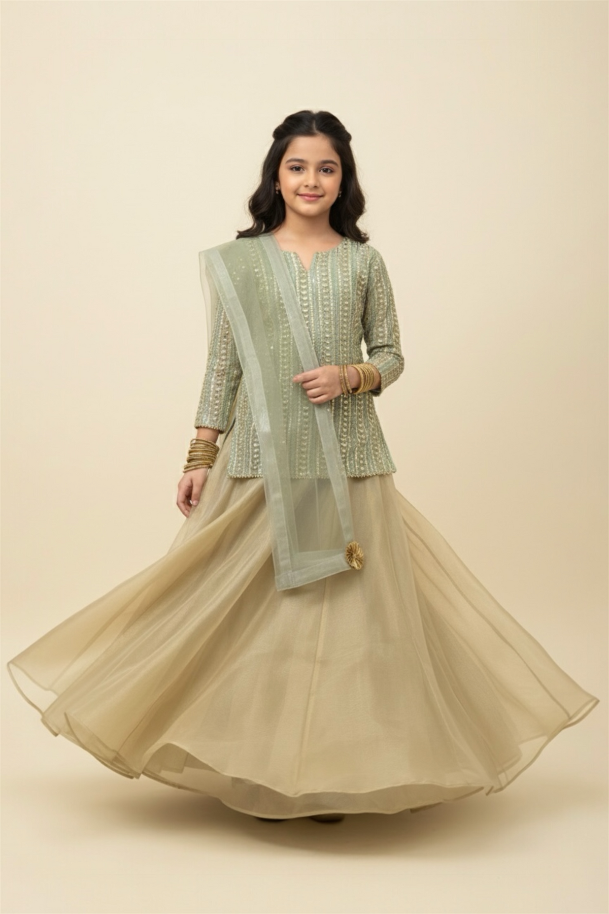 Fancy Choli With Organza Lehanga And Net Dupatta