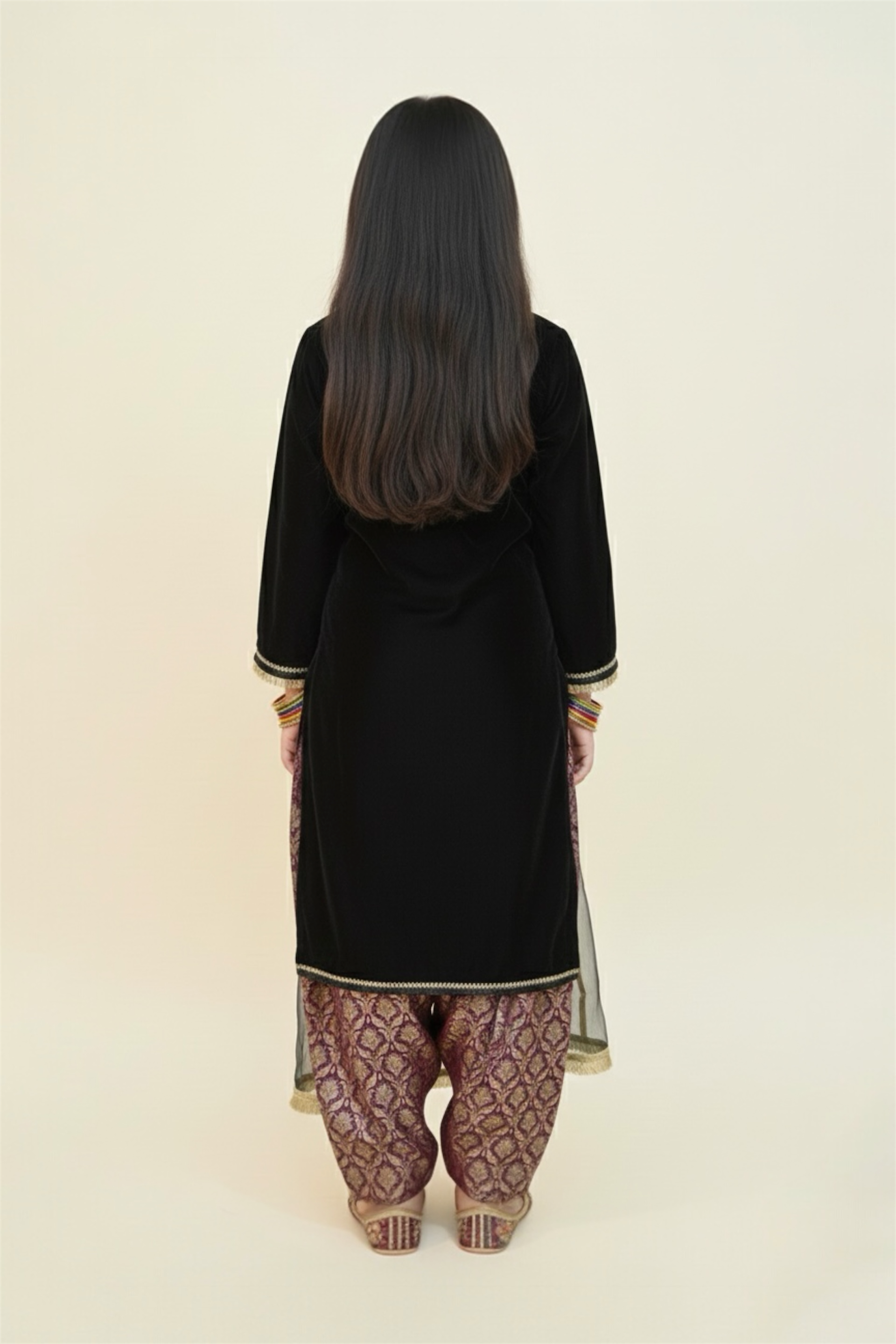 Embroided Velvet Shirt With Shalwar And Dupatta