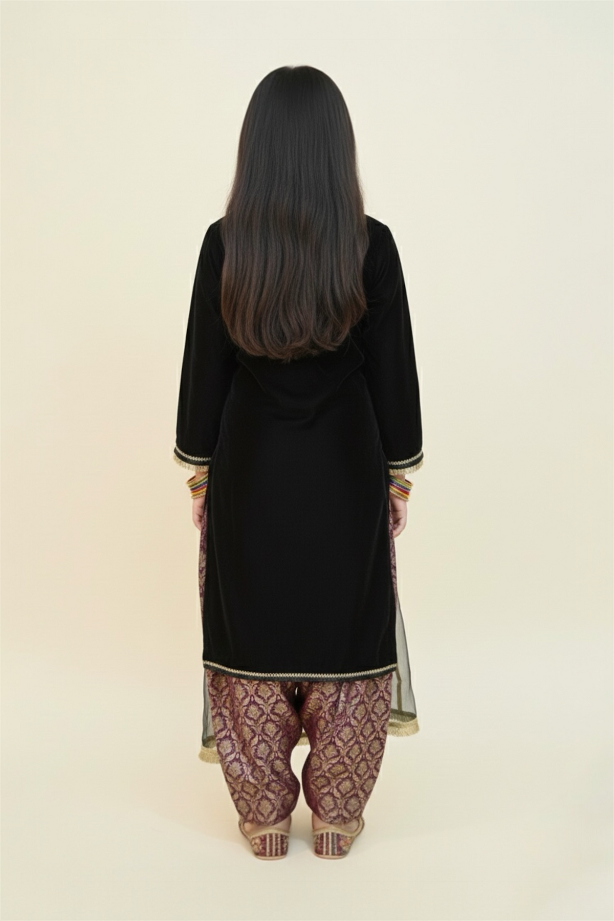 Embroided Velvet Shirt With Shalwar And Dupatta
