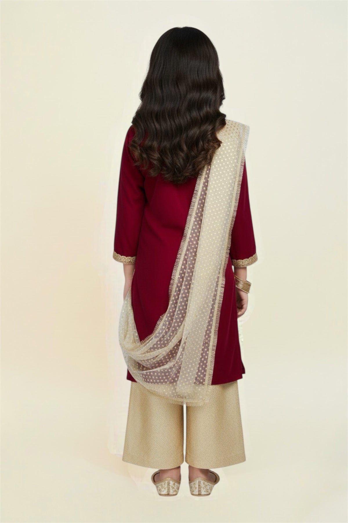 Embroided Velvet Shirt With Trouser And Dupatta