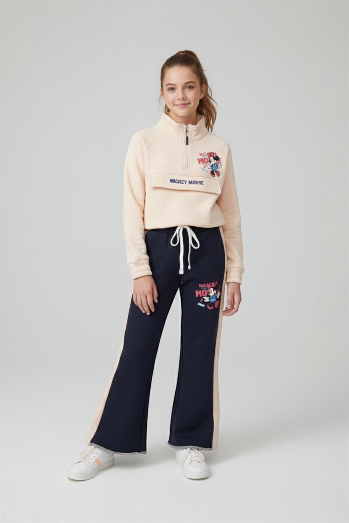 Premium Quality ''Nasa Base Mickey'' Printed  Mock Neck fleece Suit for Girls