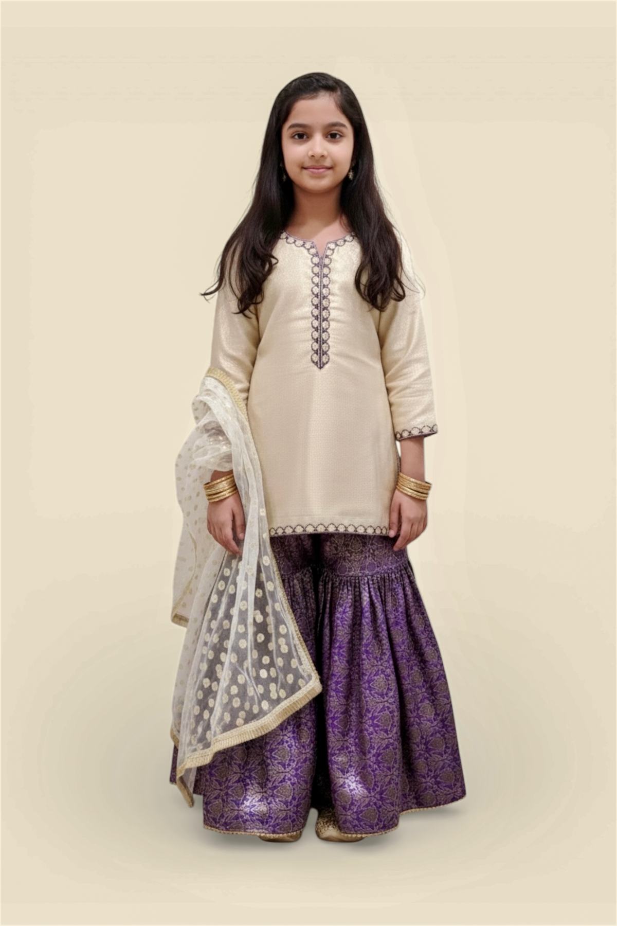 Fancy Kameez , Gharara & Dupatta (3 piece)