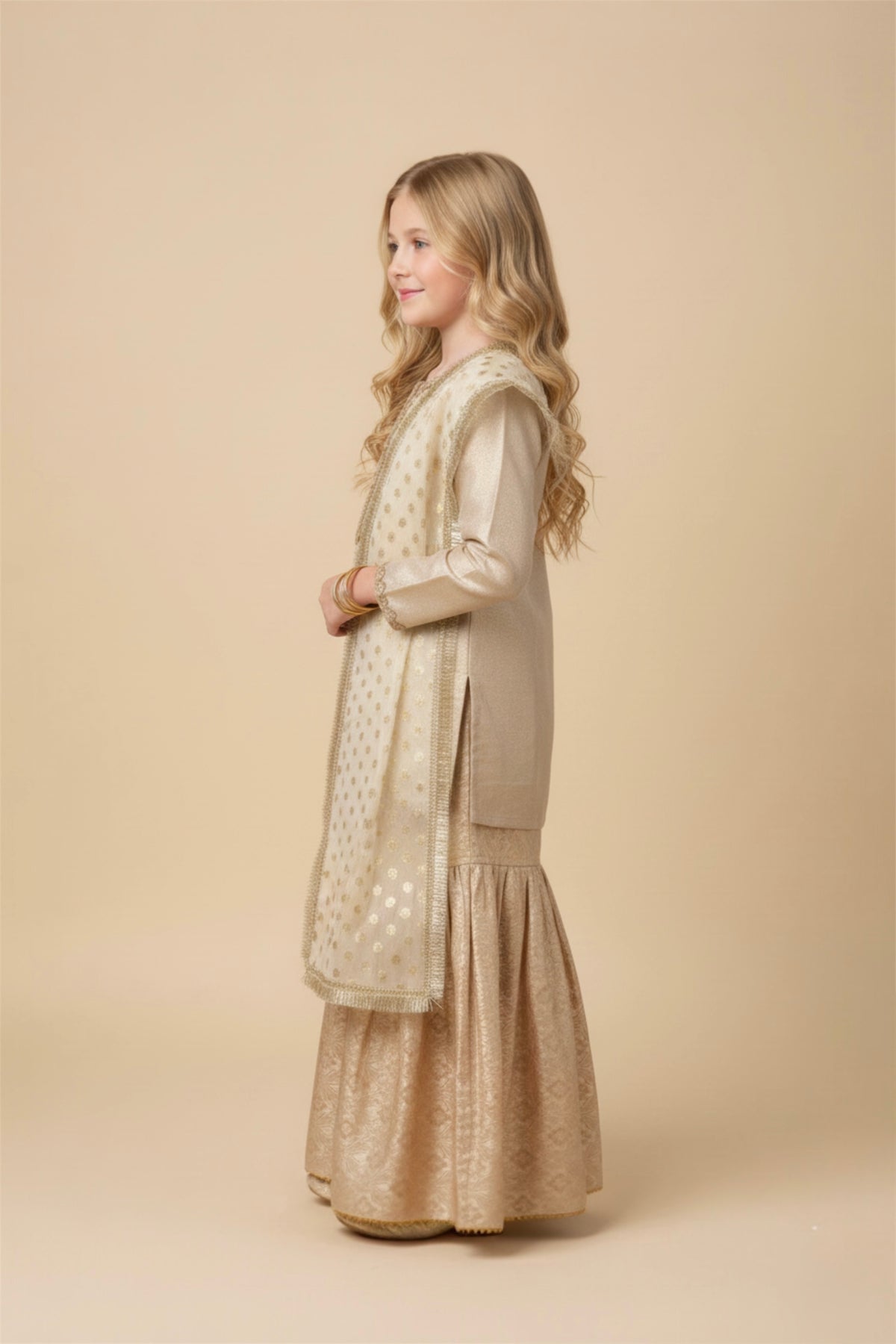 Fancy Kameez , Gharara & Dupatta (3 piece)