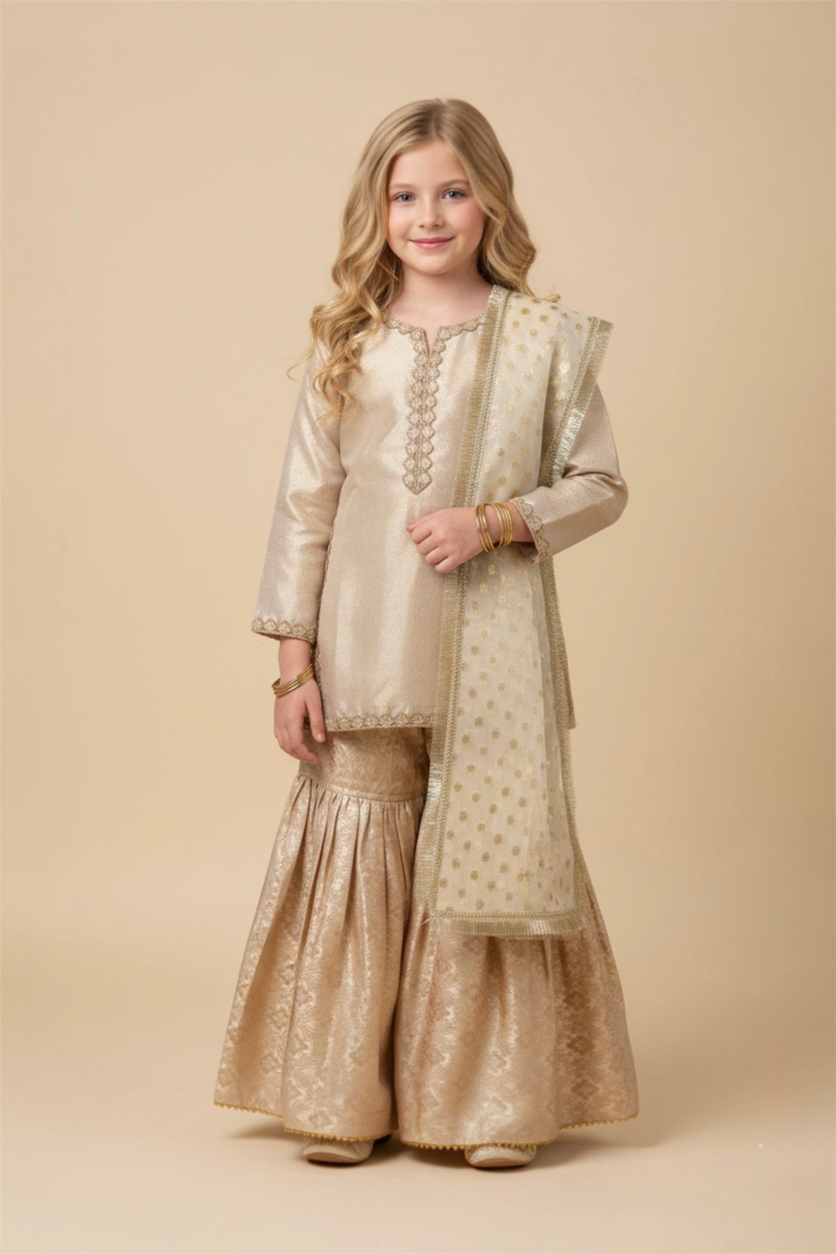 Fancy Kameez , Gharara & Dupatta (3 piece)