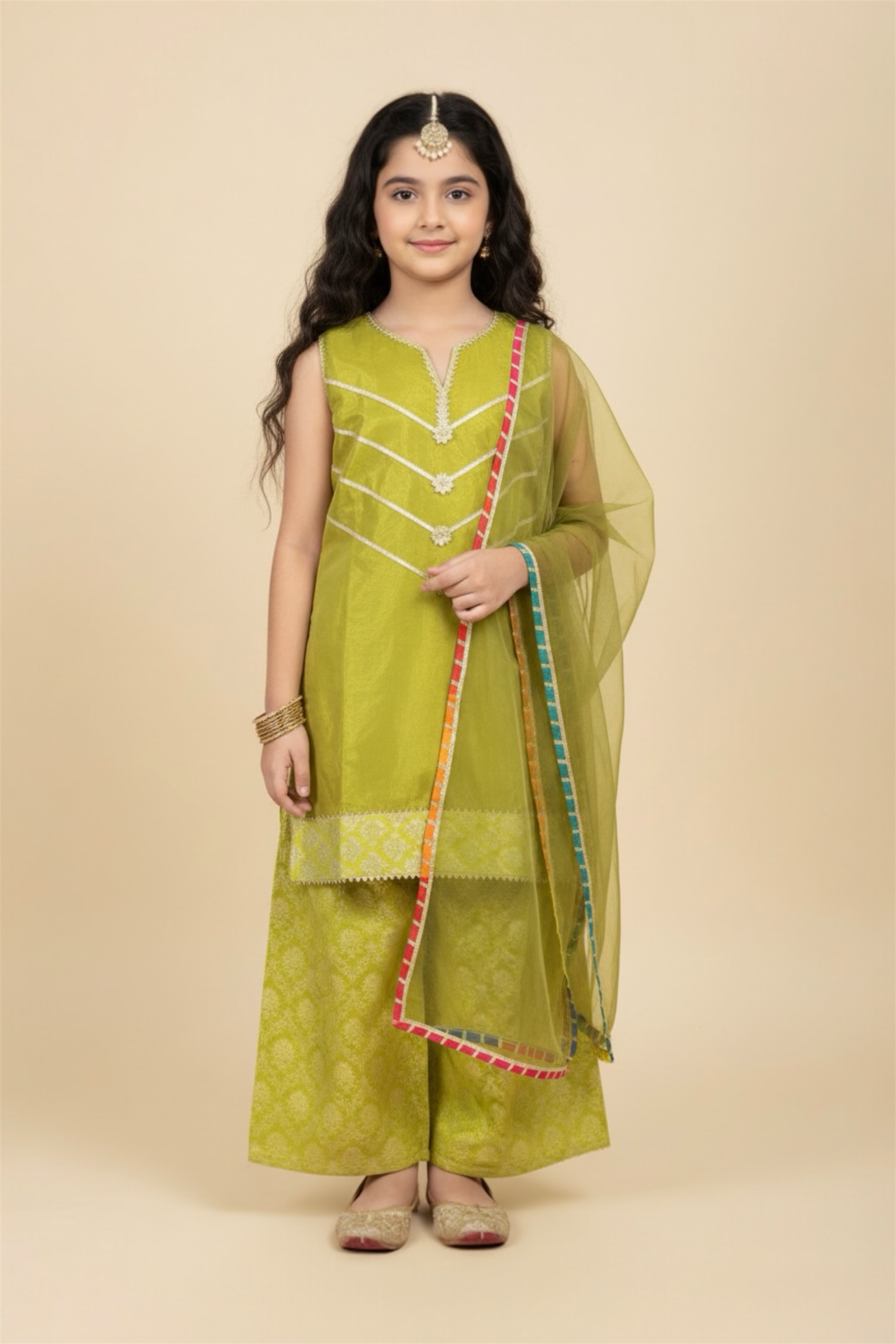 Fancy Shirt With Plazo And Net Dupatta