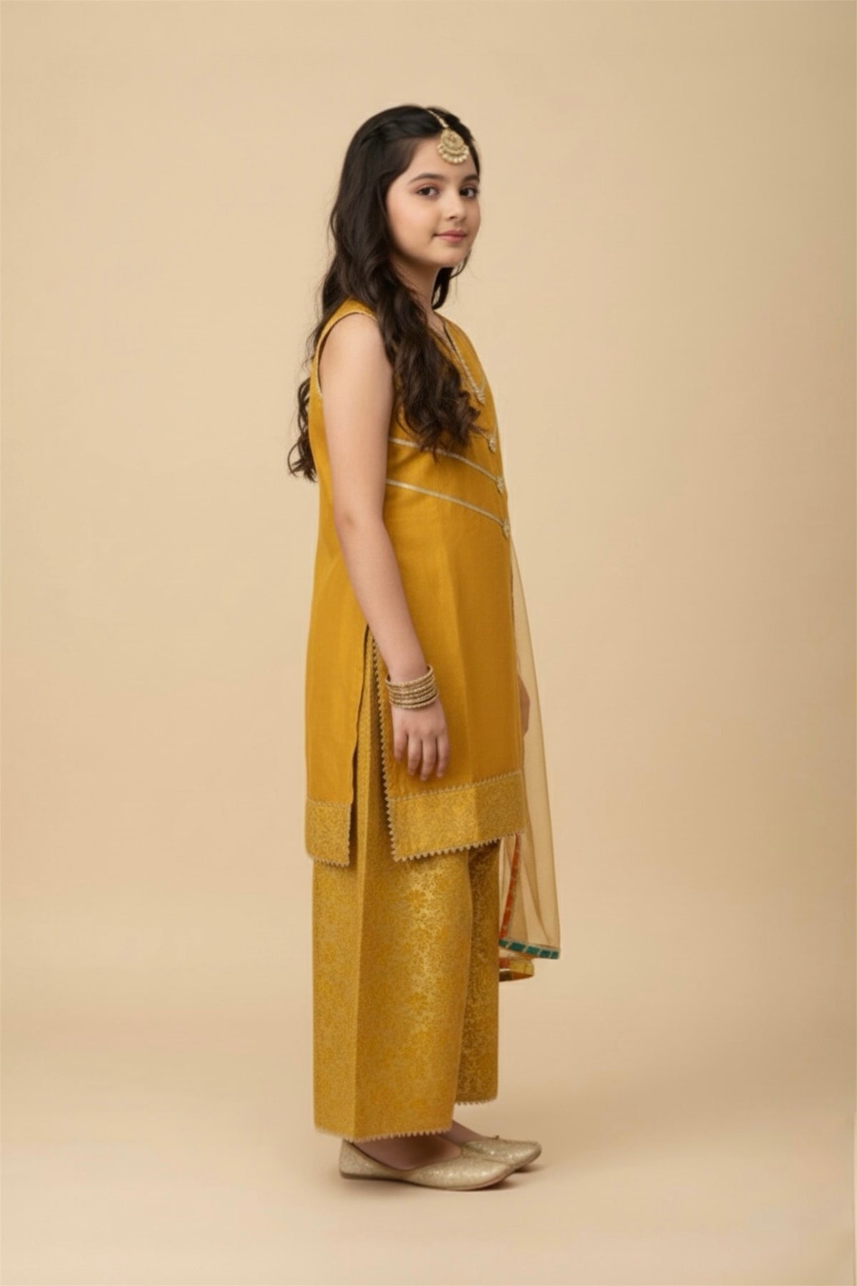 Fancy Shirt With Plazo And Net Dupatta