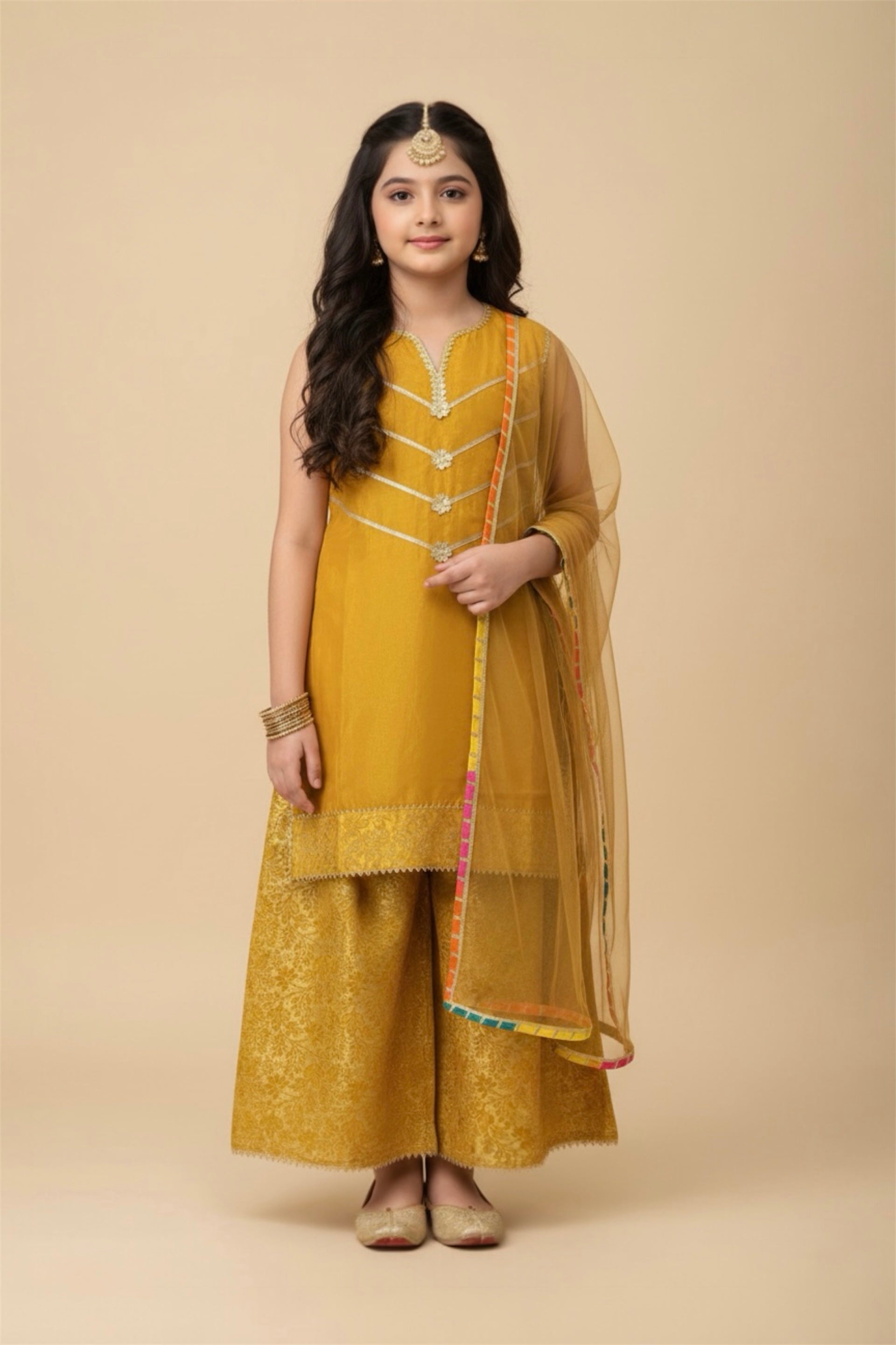 Fancy Shirt With Plazo And Net Dupatta