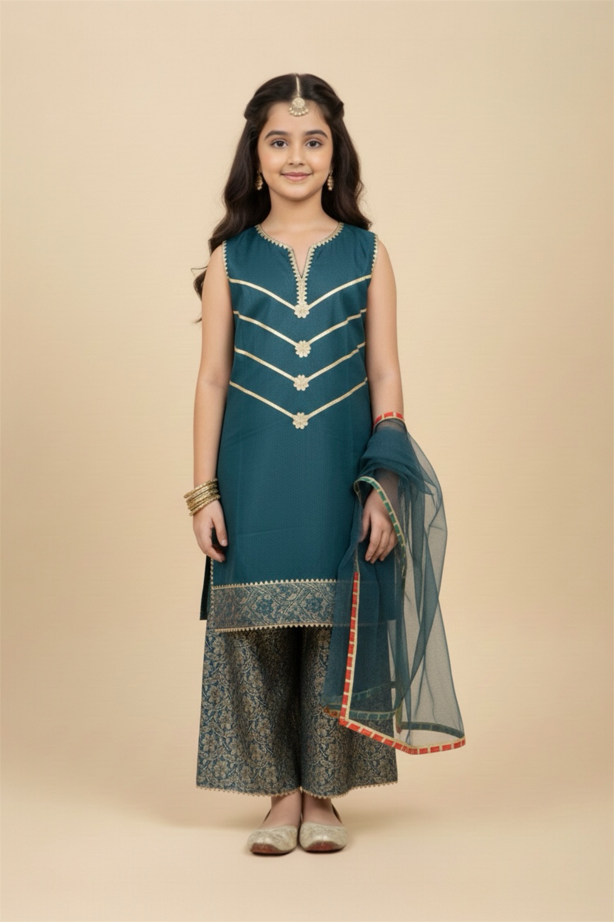 Fancy Shirt With Plazo And Net Dupatta