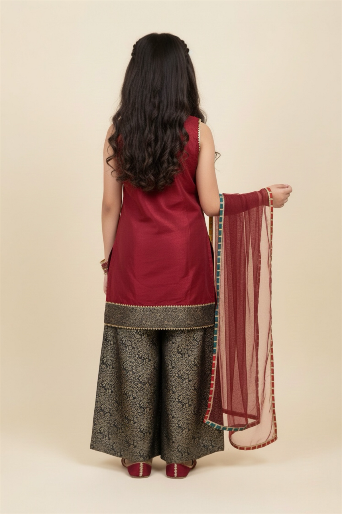 Fancy Shirt With Plazo And Net Dupatta