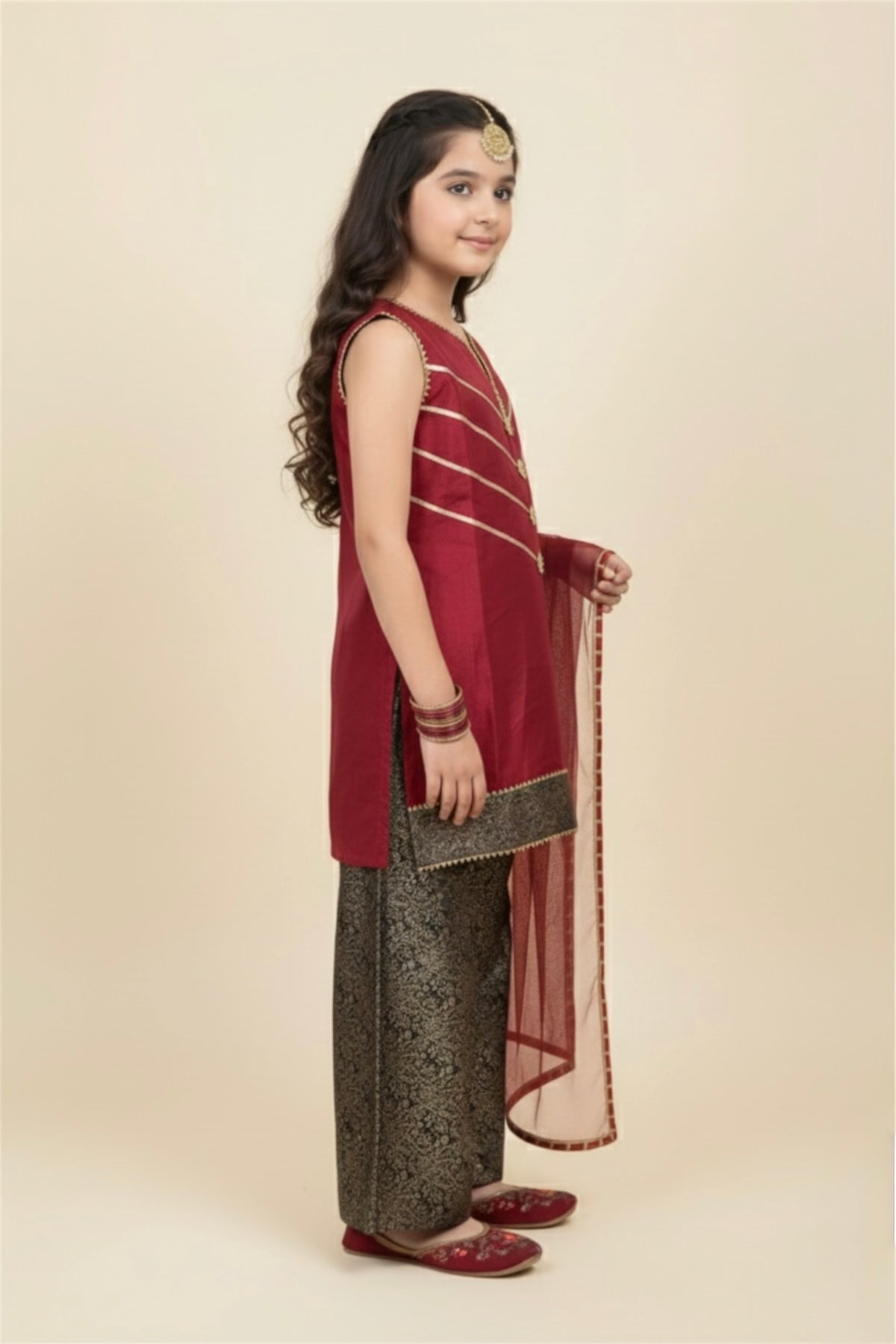 Fancy Shirt With Plazo And Net Dupatta