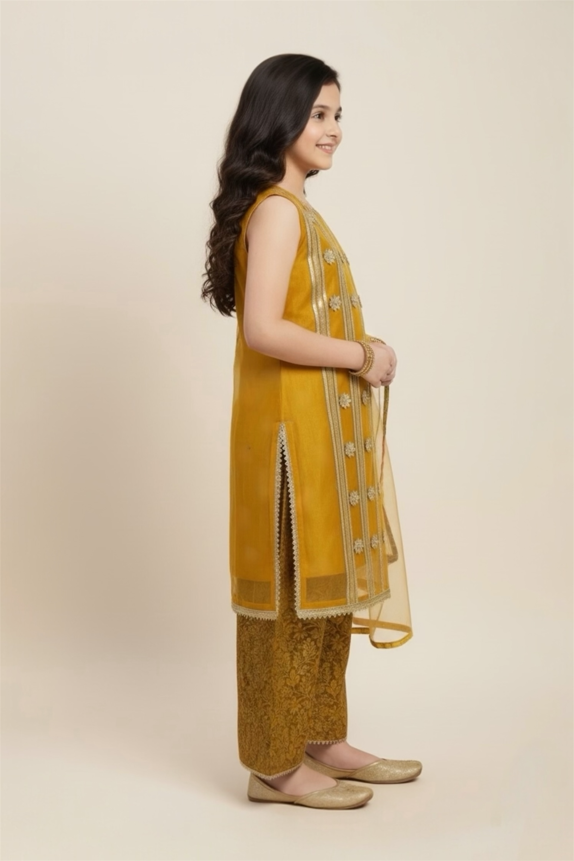 Heavy Gotta Shirt With Plazo And Net Dupatta