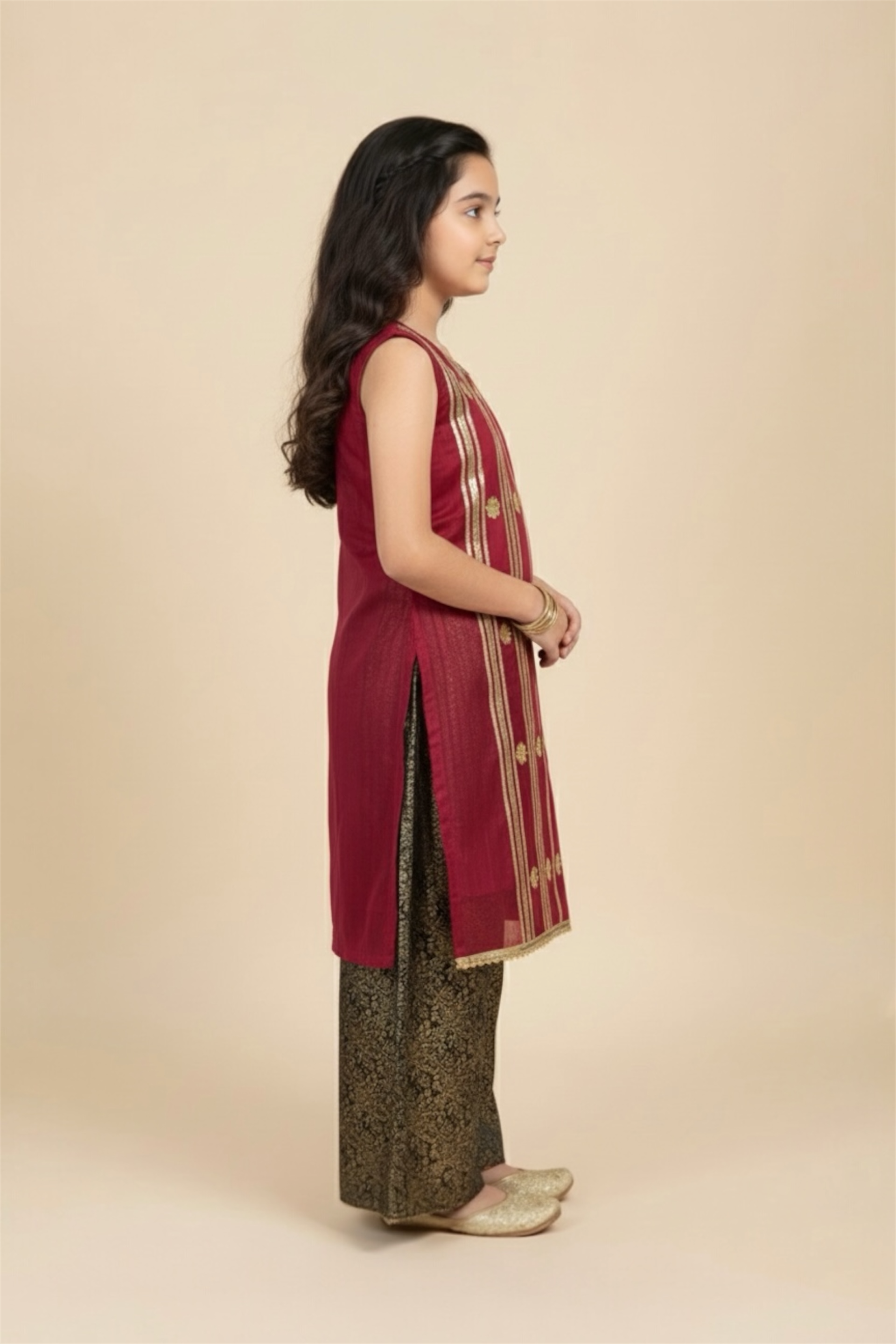 Heavy Gotta Shirt With Plazo And Net Dupatta