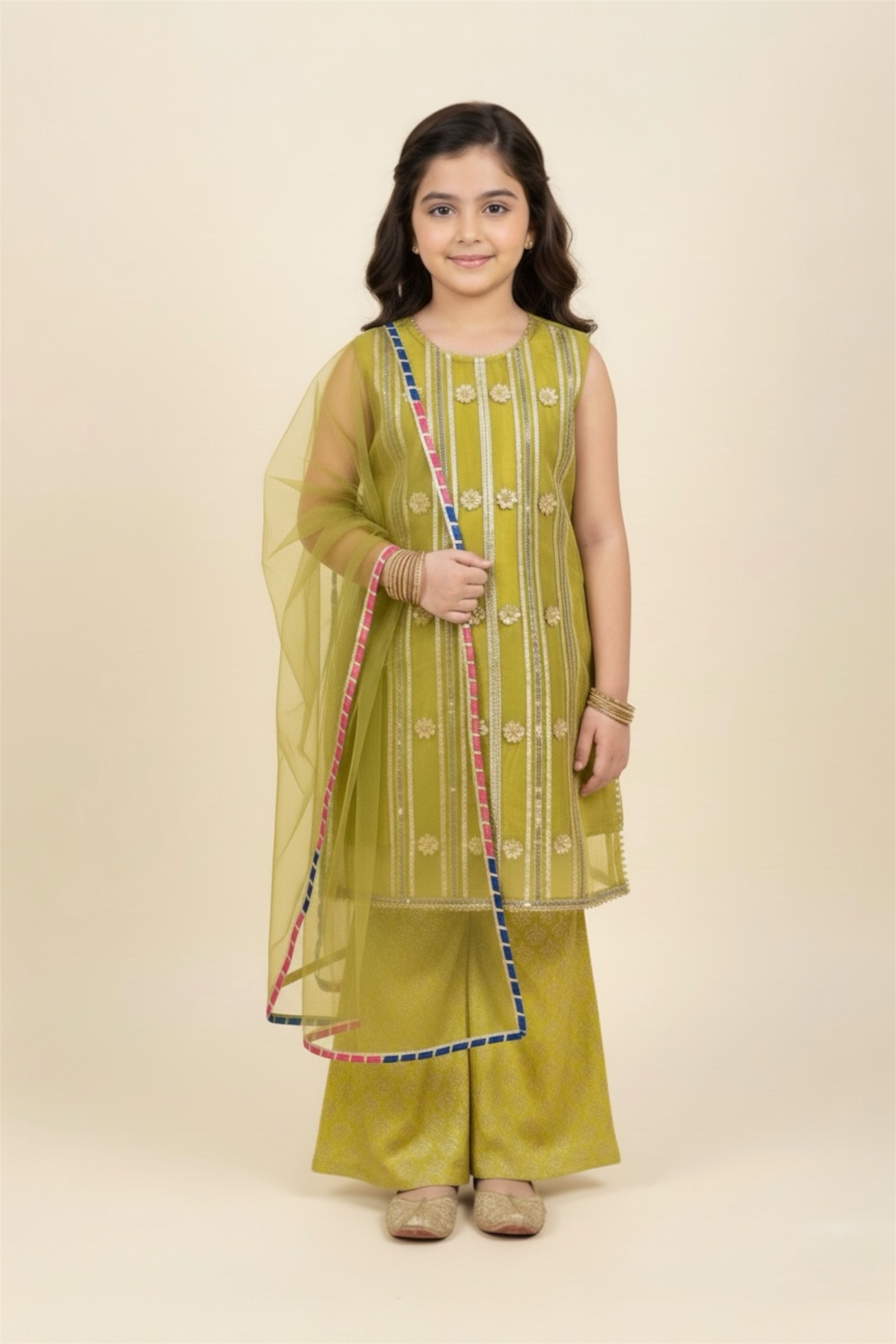 Heavy Gotta Shirt With Plazo And Net Dupatta