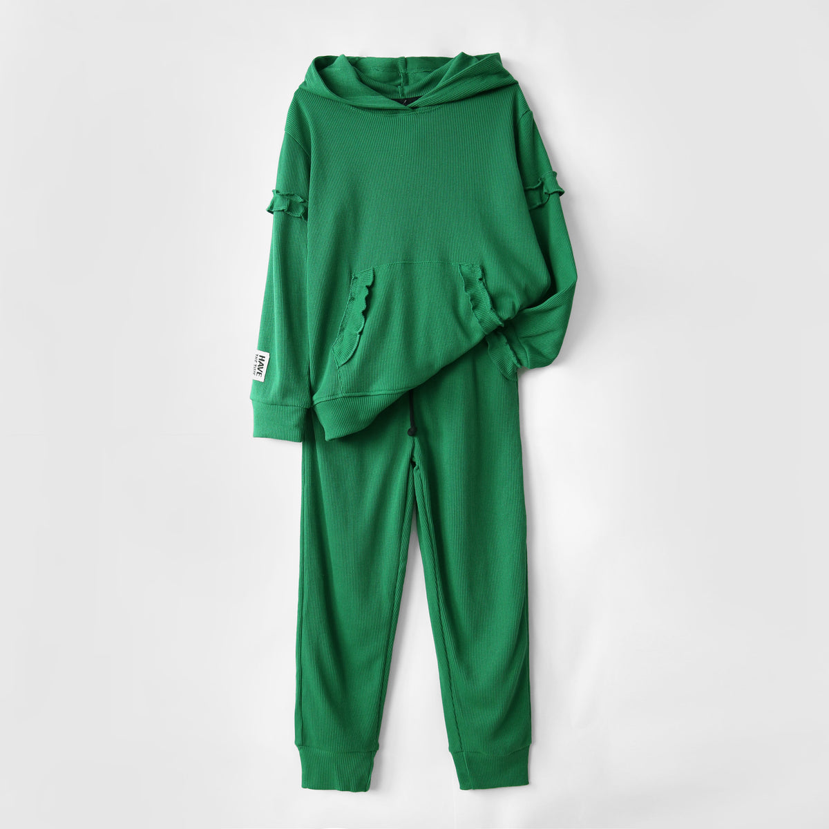 Premium Quality 2 Piece Frill Green Tracksuit For Girls