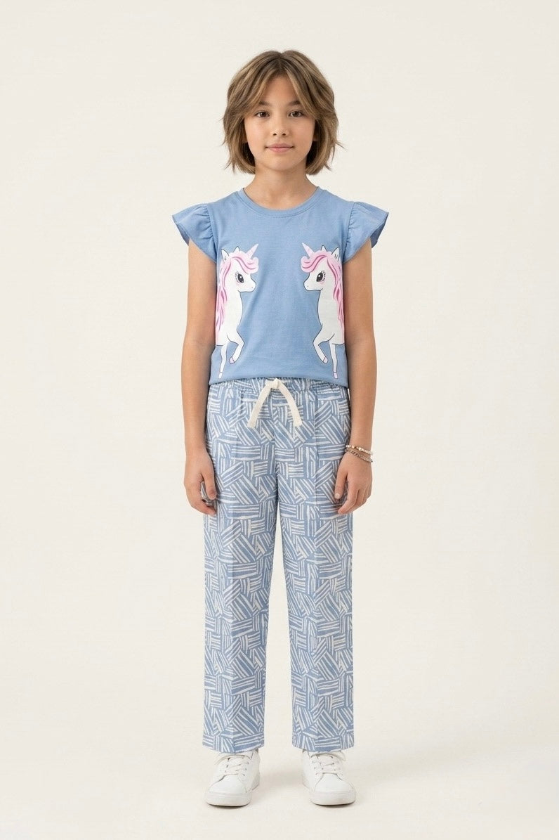 Girls Premium Quality "Unicorn" Printed Summer Suit