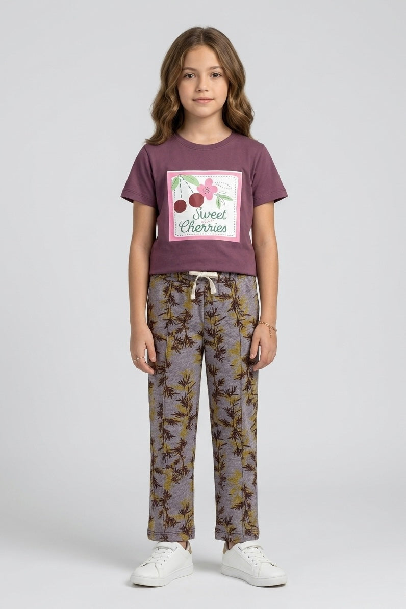 Girls Premium Quality "Sweet Cherries" Printed Summer Suit