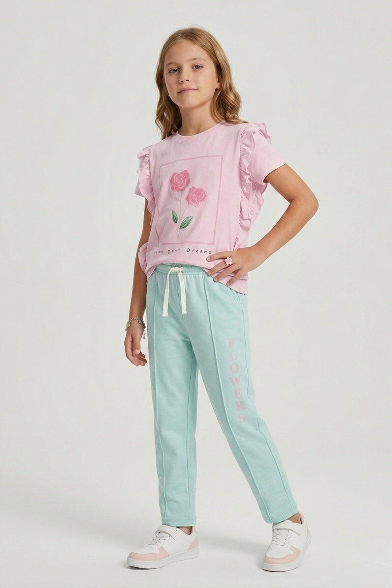 Girls Premium Quality "Flowers" Printed Summer Suit