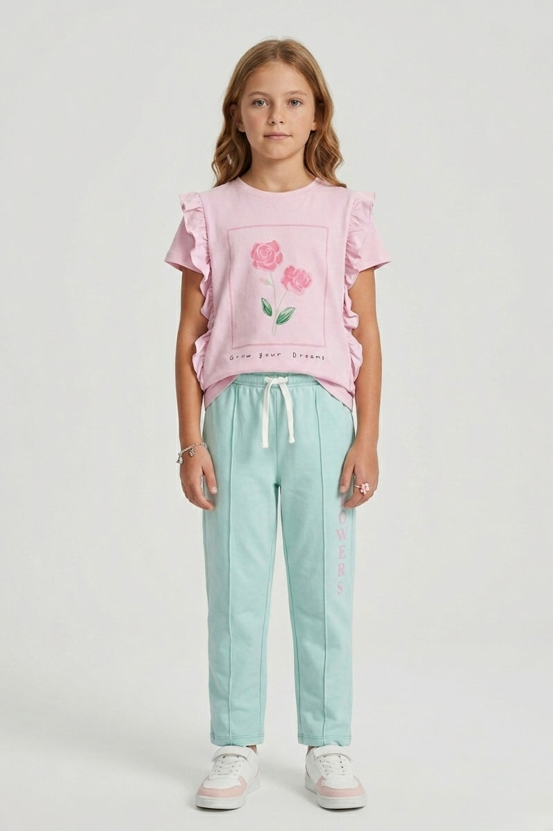 Girls Premium Quality "Flowers" Printed Summer Suit