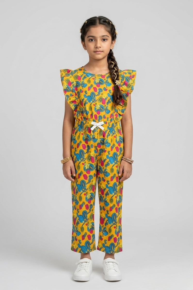 Premium Quality All-Over printed Soft Cotton Frill Jumpsuit