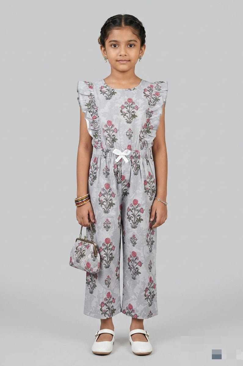 Premium Quality All-Over printed Soft Cotton Frill Jumpsuit