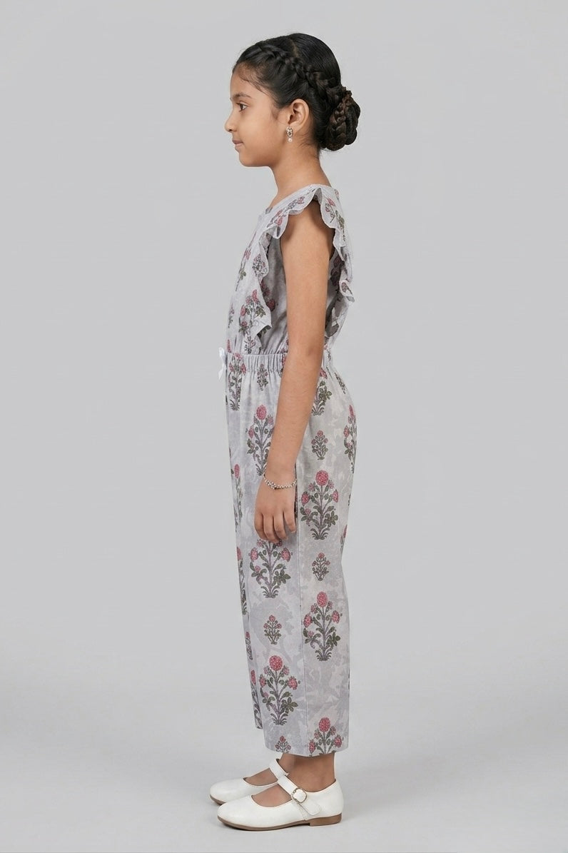 Premium Quality All-Over printed Soft Cotton Frill Jumpsuit