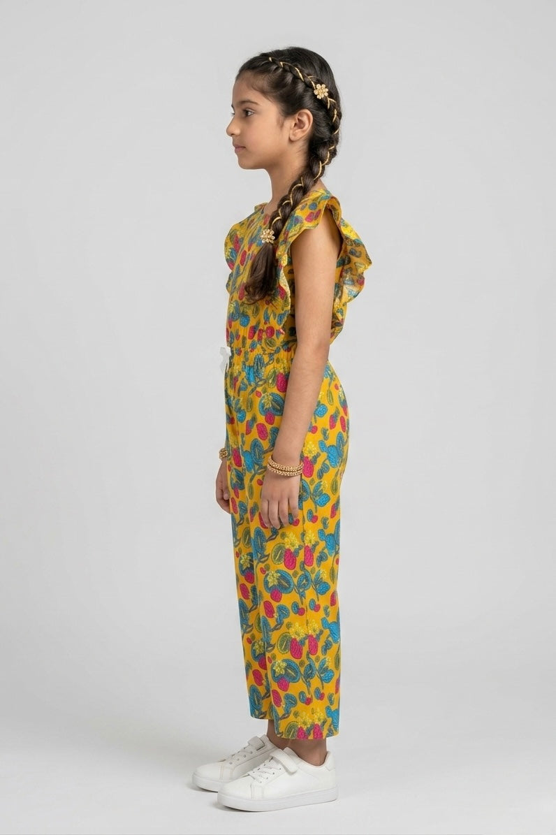 Premium Quality All-Over printed Soft Cotton Frill Jumpsuit