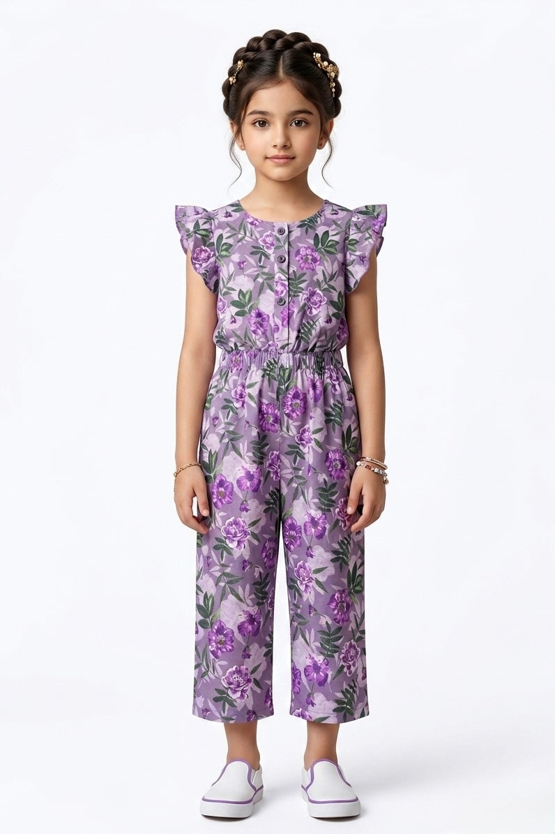 Premium Quality All-Over printed Soft Cotton Frill Jumpsuit