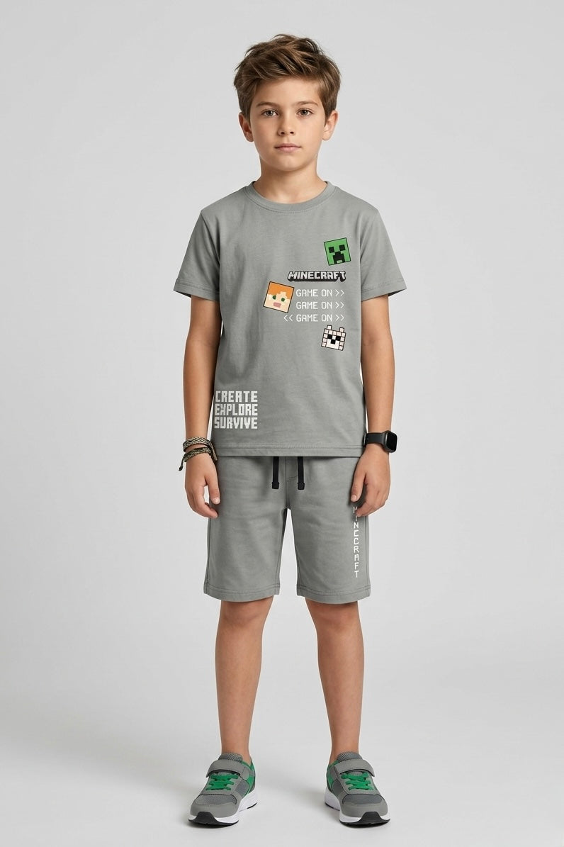 Premium Quality "Minecraft" Printed Summer Suit For Boys