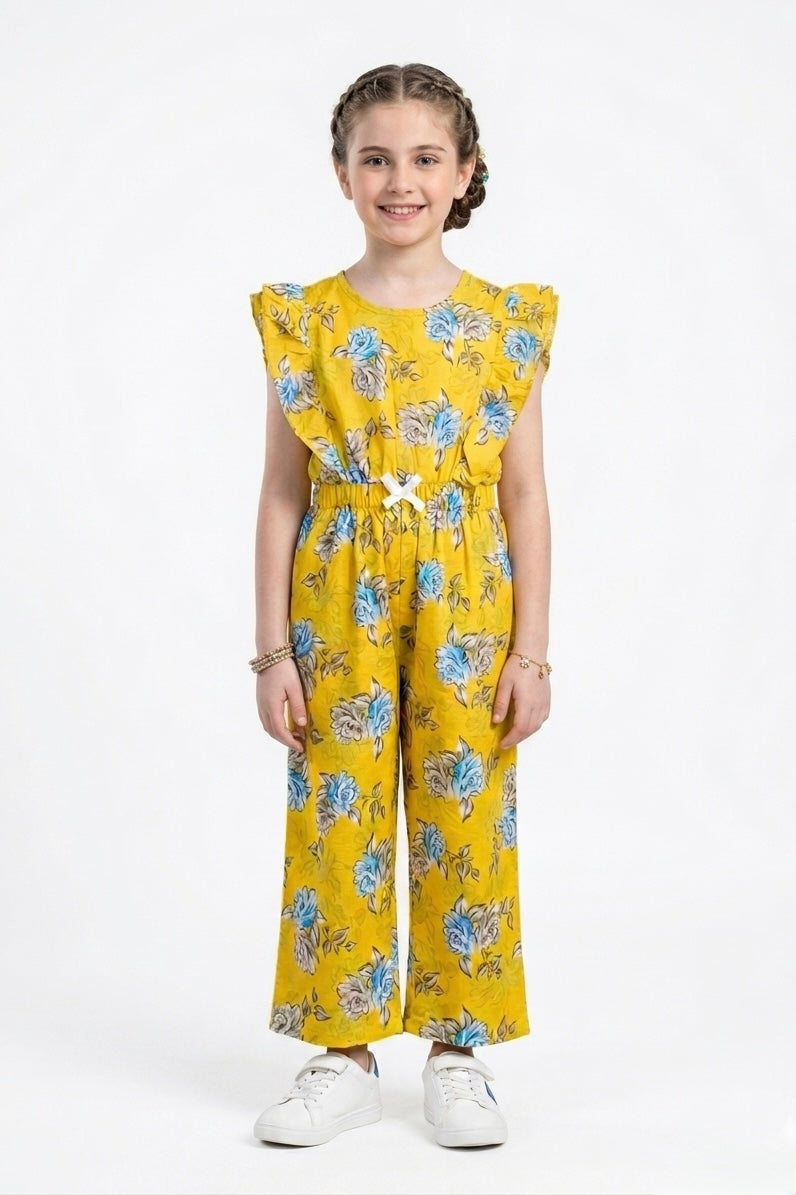 Premium Quality All-Over printed Soft Cotton Frill Jumpsuit