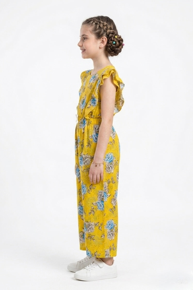 Premium Quality All-Over printed Soft Cotton Frill Jumpsuit